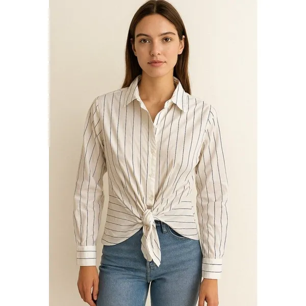 Anthropologie Eva Franco NWT Small Women Striped Front Tie Button Down Shirt - Image 13
