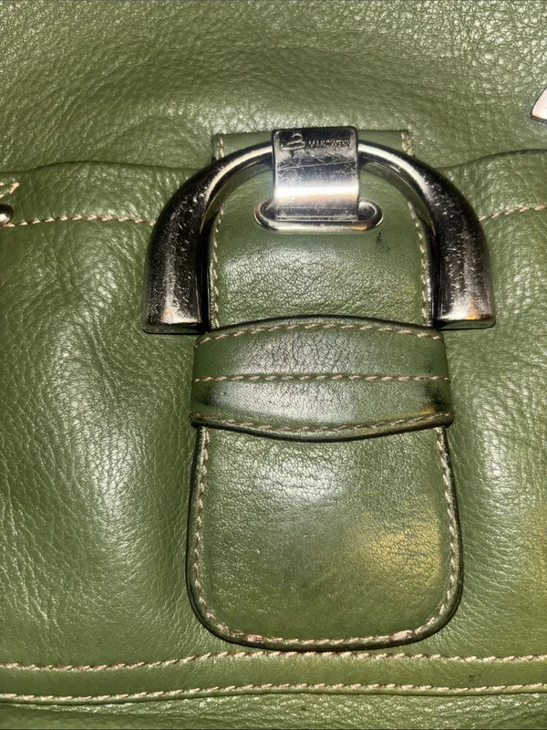 B Makowsky Olive Green Leather Crossbody Silver Hardware With B Hang Tag - Image 5