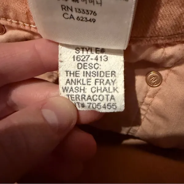 Mother The Insider Ankle‎ Fray Raw Hem Jeans in Chalk It Up Terracotta Sz 28 - Image 11