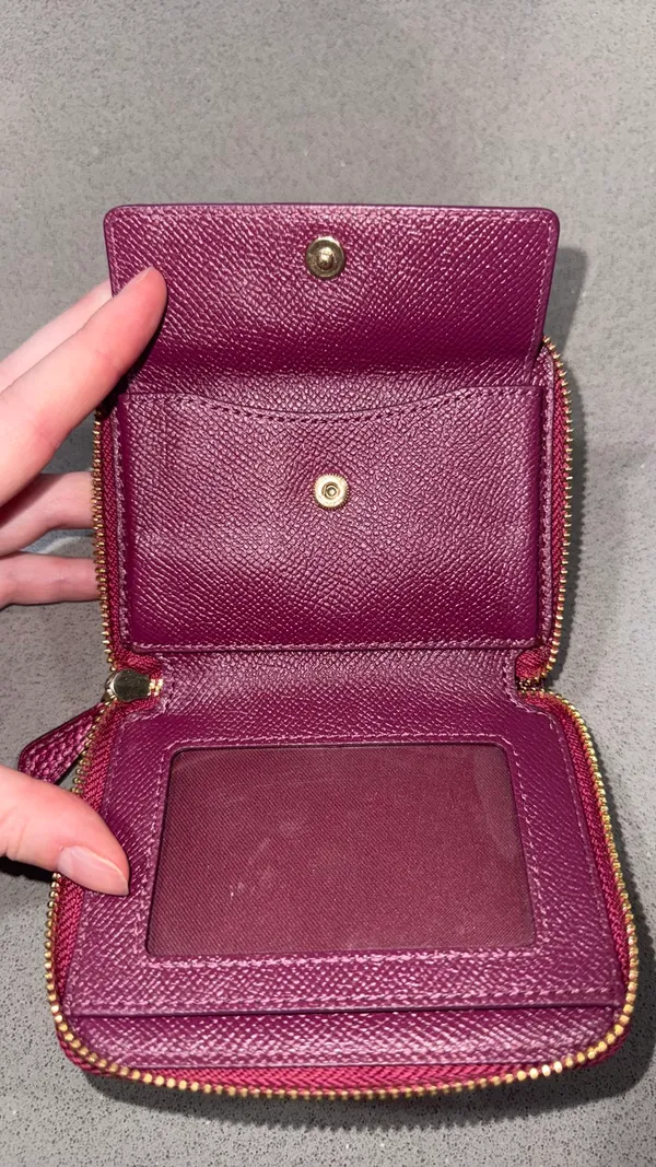Metallic wine zip around Coach wallet - Image 3