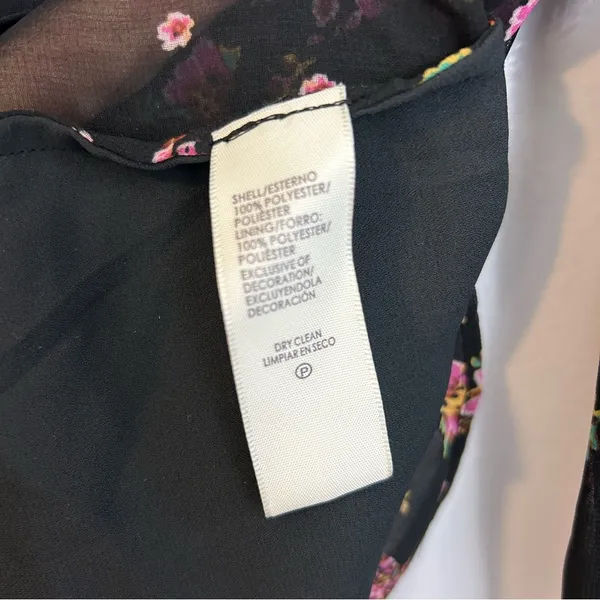 Rebecca Minkoff Devy Black/Pink Floral Ruffle Bell Sleeve Blouse Size Small - Image 15