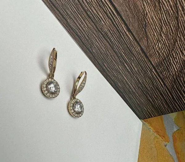 Nadri Crystal Clear Gold Tone Dangle Drop Pierced Earrings - Image 5
