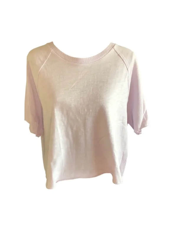Pink Victoria's Secret Lounge Cotton Short Sleeve Cropped T-Shirt Size XL NWT - Image 2