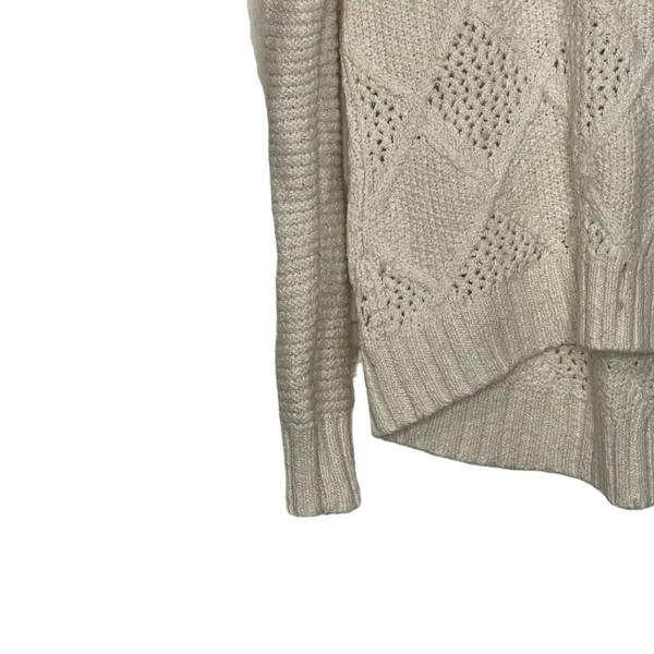 American Eagle Open Knit Sweater Size‎ Small Cream Cotton Wool Stretch Blend - Image 5
