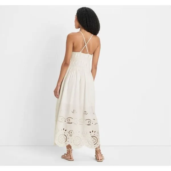 ✨Future Collective - Women's Eyelet Maxi A-Line Cream Sz Large Dress✨ - Image 2