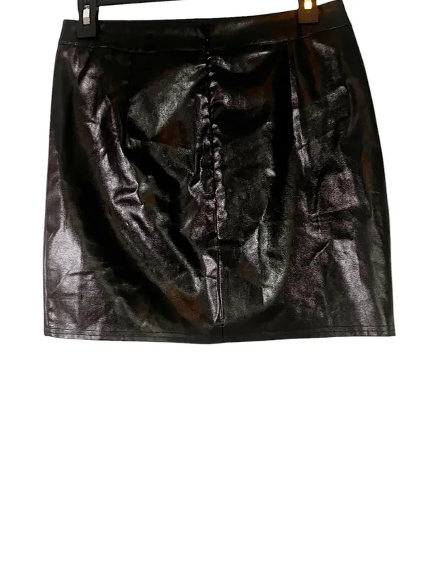Lulu's Black‎ Corte Faux Leather Mini Skirt with Side Slit Size Small - Image 2