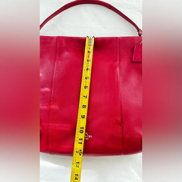 COACH Isabella Vibrant RED Leather Bag Shoulder Pebble Gold Hardware Handbag. - Image 16