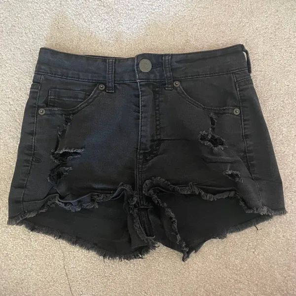 Aeropostale Black High Waisted Distressed Shorts Size 00 - Image 2