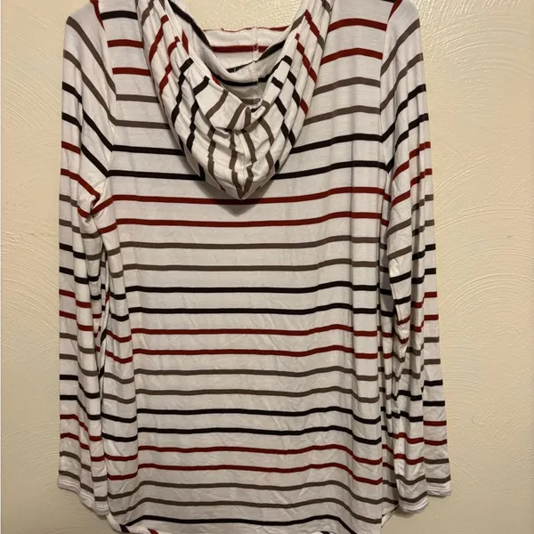 Market & Spruce Striped Hoodie Pullover Rayon Stretch Size - Image 8