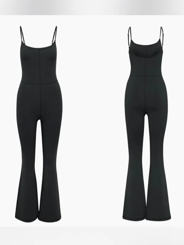 Wilfred Free Aritzia Divinity Kick Flare Black Sleevless Stretch Jumpsuit 2XS - Image 2
