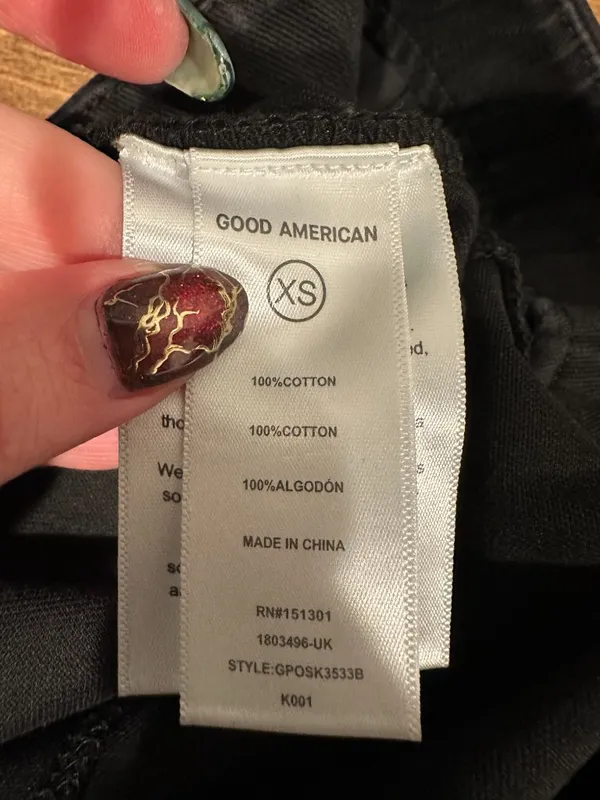 Good American Sculpt Pull-On Skinny Jeans Black XS Zip Split Hem - Image 7