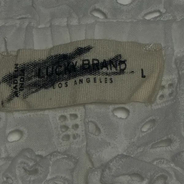 Lucky Brand White Eyelet Crop Top Button Front Square Neck Women's‎ Size L - Image 3