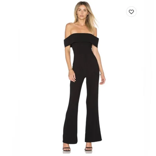 Wild Fable By The Way x Revolve Aubry Off Shoulder Jumpsuit Flare Leg Black Size XS - Image 9