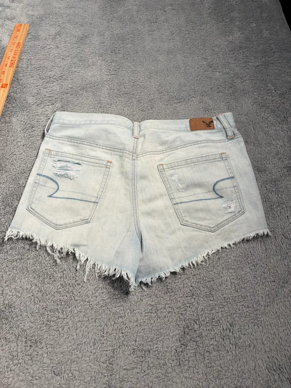 American Eagle vintage hi-rise festival Light Blue Distressed Denim Shorts 8 - Image 8