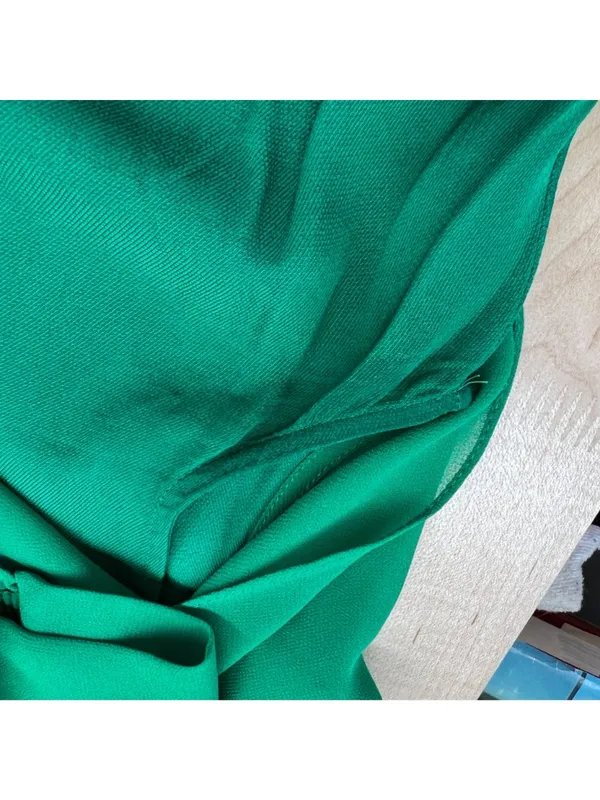 Zara Green Flowy Cape Blouse Layered Design Cut-Out Sleeves Size XS - Image 8