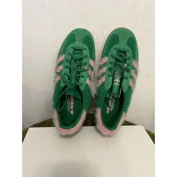 Adidas Gazelle Indoor W Green Pink Hairy Suede Fuzzy Sneakers JP8342 Womens 5.5 - Image 4