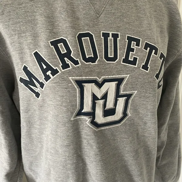 Cute Grey Marquette University Crewneck Sweatshirt - Image 6