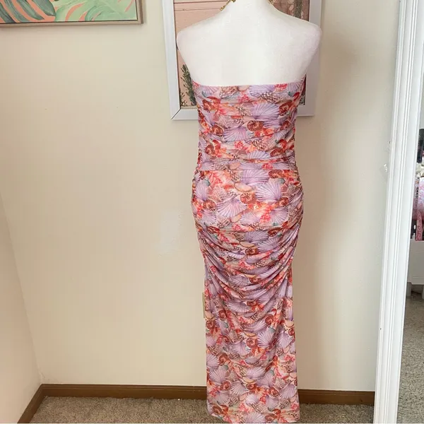Resa Kristina Mesh Midi Dress In Coral Seashell Size Medium - Image 6