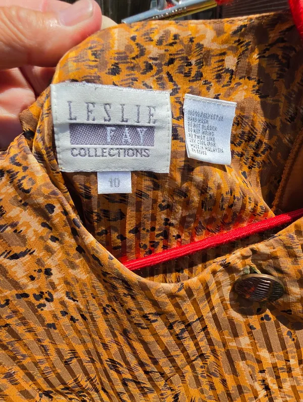 vintage 1980s Leslie Fay sheer animal-print midi dress 10 - Image 8