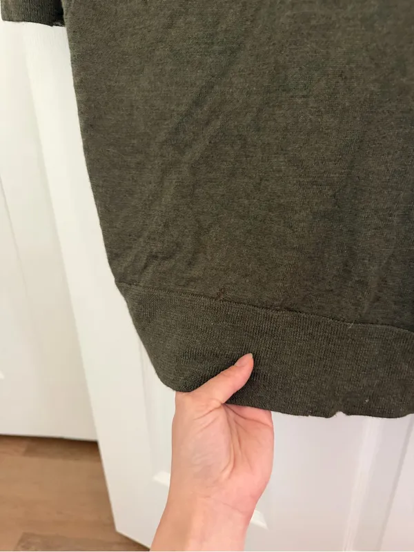 Pendleton Dark Green 100% Merino Wool Long Cardigan Sweater Size Large HOLES - Image 14