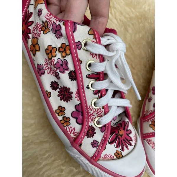 Y2K Floral Coach Barrett Canvas Sneakers Pink White Lace Up Shoes Women's 8B - Image 16