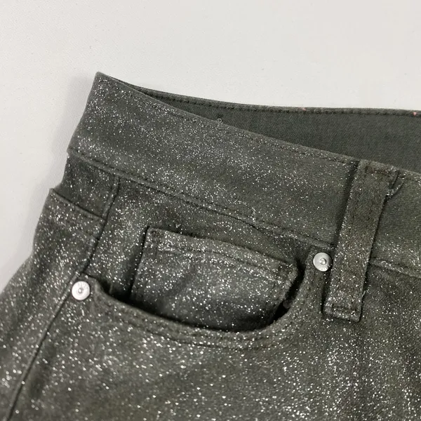 Paige Jeans Womens 29 Gray Silver Claudine Crop Flare Glitter Coated‎ Shimmer - Image 5