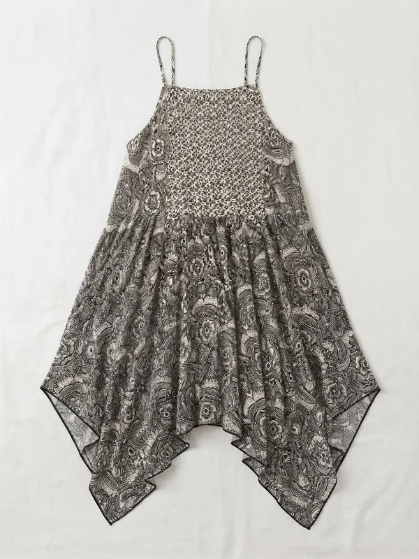 Abercrombie & Fitch Off-White & Black Paisley Handkerchief Hem Cami Top Size L - Image 4