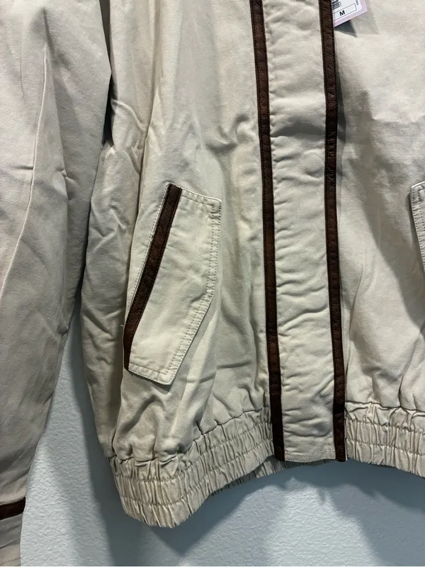wild fable Cream Bomber Jacket with Brown Faux Leather Trim Medium NWT - Image 3