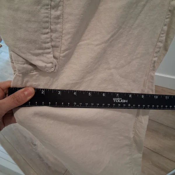 Sincerely Jules Cargo Pants Beige Linen Wide Leg Utility Pockets Women's Medium - Image 8