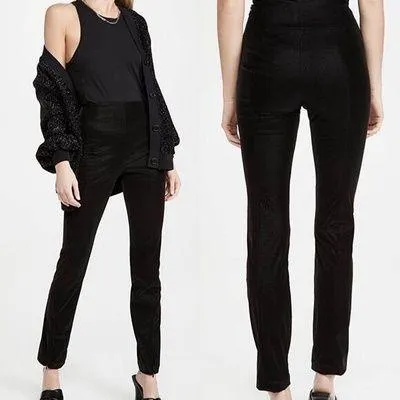 NWT Good American Black Croc Executive Pants Size 2 Flare Leg Slit Zipper XS - Image 2