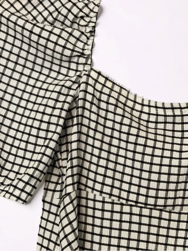 Zara Black and White Checkered Mini Dress - Size Medium - Image 7