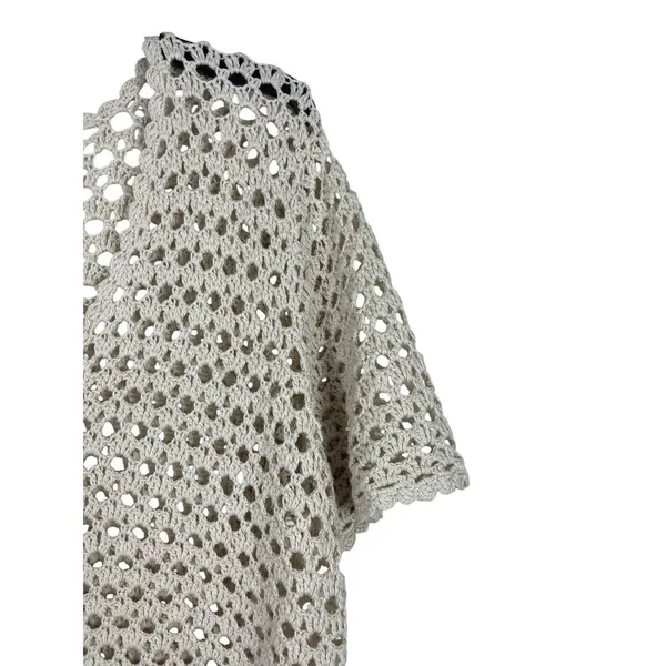 VTG CJ Bank Beige Open Knit Hand Crochet 2X Top NWT Beachy Coastal READ - Image 5