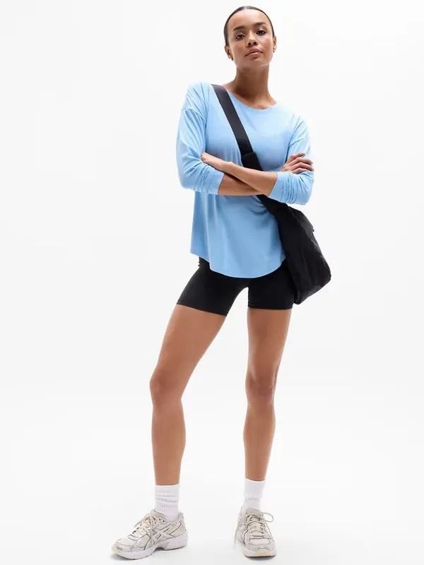 New Athleta L Move With Ease Top  Large  Regular Breeze Blue Long Sleeve - Image 2