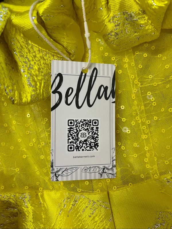 NWT Bella Barnett Yellow Ruffled Off-Shoulder Cocktail Dress size L - Image 8