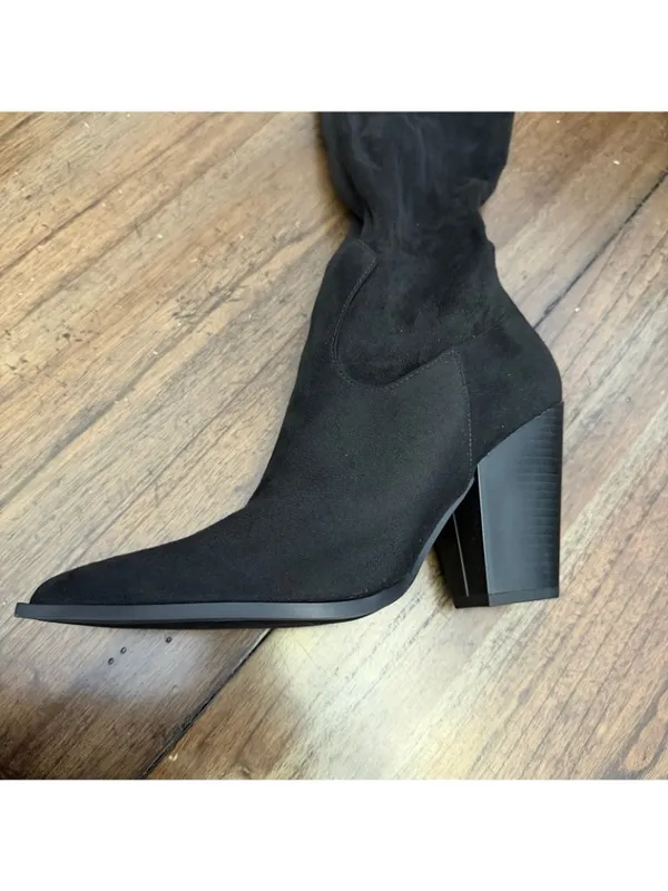 Lulu’s Vessay Black Suede Over the Knee Boots - Image 4