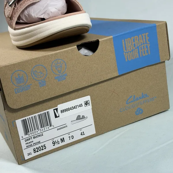 Clarks Cloudsteppers Size-9.5M Womens Sandals Drift Buckle‎ 10W Peach/Rose - Image 3
