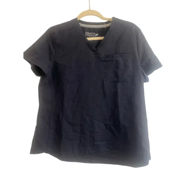 ✨Fabletics Women's Vital 1-Pocket Scrub Black Sz Large Top✨ - Image 4