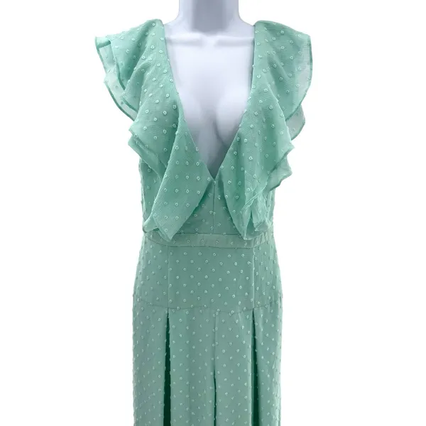 Fame & Partners Free People Jacy Ruffle Wide Leg Jumpsuit Mint Swiss Dot‎ Small - Image 6