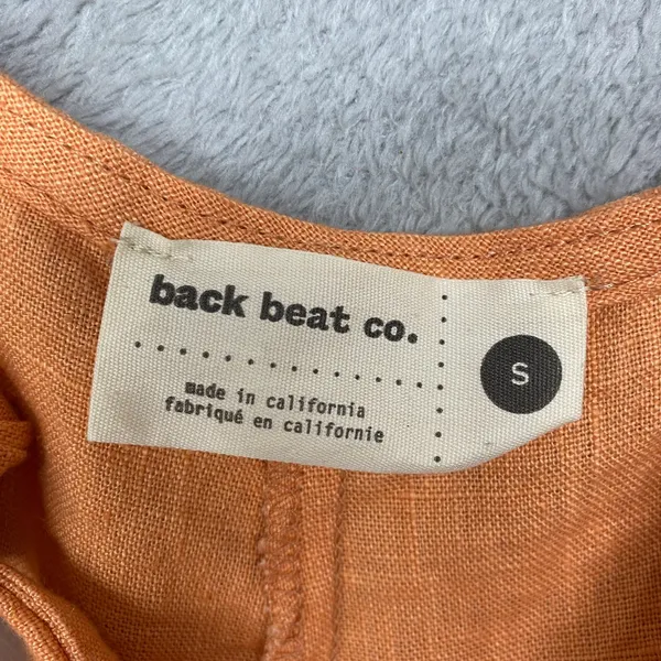 Back Beat Co Top Womens Small Linen Orange Crop Tank Top O Ring Straps - Image 5