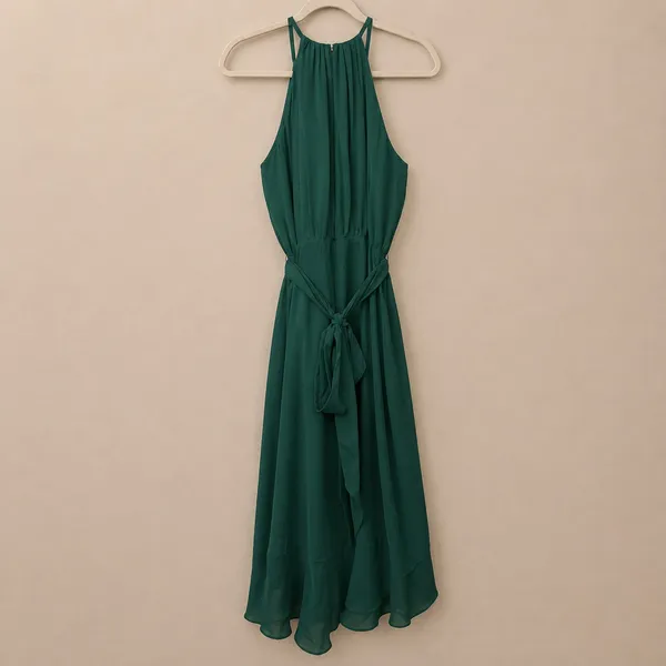 NEW JJ's House Vadele Peacock Bow Ruffle Chiffon Asymmetrical Cocktail Dress - Image 5