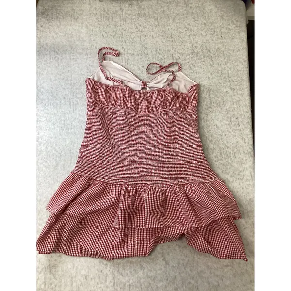 Wild Fable Red‎ White Gingham Smocked Tiered Mini Dress XXL New With Tags - Image 4