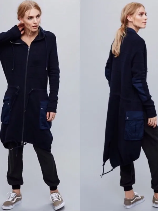 Free People Surplus Navy Cardigan Sweater Jacket Zip Cardigan Womens‎ Size XS - Image 2