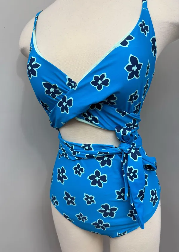 Aerie Blue Floral One Piece Swimsuit - Image 3