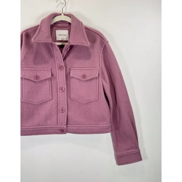 Aritzia Wilfred Free Womens Shirt Jacket Pink Autumn Merino Wool Shacket Small - Image 6