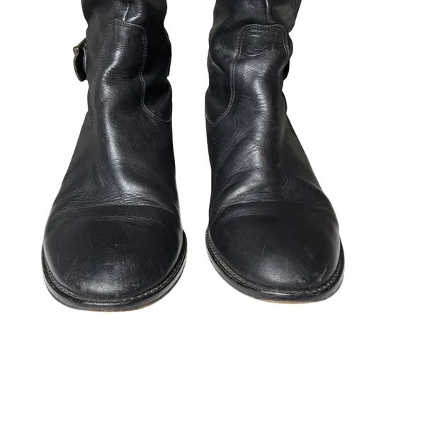 Saks Fifth Avenue Black Leather Riding Boots Buckle Made in Italy EU 41 - Image 3