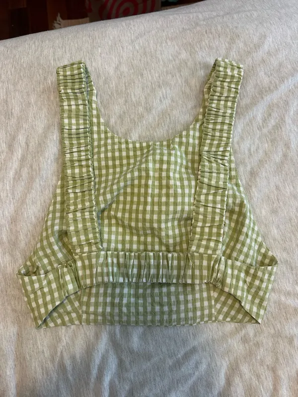 Zara Green Gingham Cropped Top - Image 2