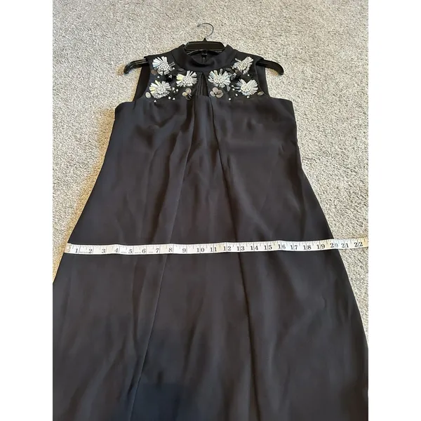 WOMEN'S MSK‎ BLACK, SLEEVELESS DRESS,FLORAL SILVER ACCENT RHINESTONES,Size Small - Image 10
