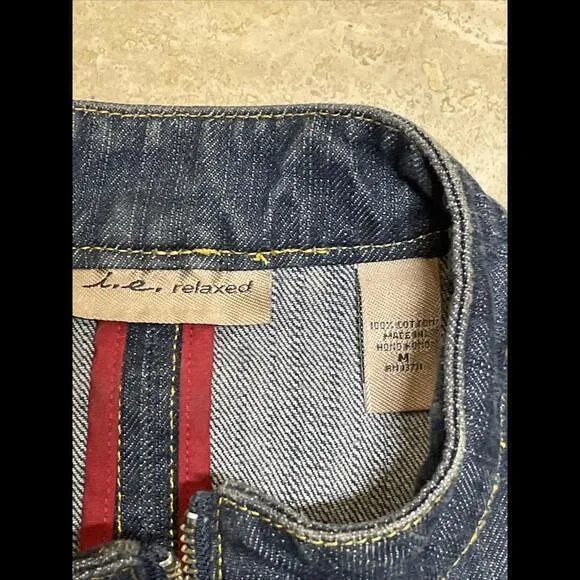 i.e. relaxed Denim Jacket Women's‎ Size M Blue Acid Washed Manderin Collar - Image 2