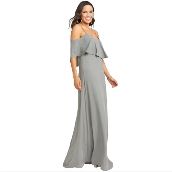 Show Me Your Mumu Caitlin‎ Formal Maxi Soft Charcoal Bridesmaid Dress Size Small - Image 3