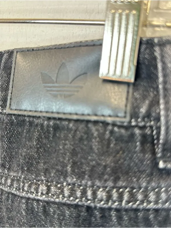 Adidas 32x32 Black Denim Jeans with Gray Side Stripes Wide Leg - Image 8